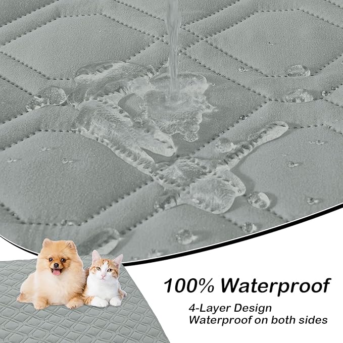 hyha Waterproof Dog Bed Blanket, Soft Dog Bed Cover Pet Blankets, Washable Couch Sofa Cover for Dogs, Reversible Pet Sofa Covers for Furniture (82x82 Inch, Grey/Dark Grey)