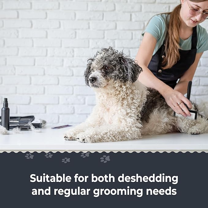 Slicker Brush for Goldendoodles and Long Haired Dogs Black Finish Long Stainless Steel Pins for Detangling and DeMatting Grooming Tool for Home by Doodle Me This Kingston and Hamilton