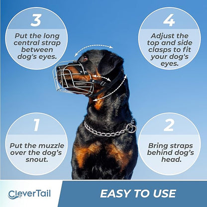 Extra Large Dog Muzzle for Rottweiler – XL Heavy Duty Rottweiler Muzzle – Metal Large Dog Muzzle for Barking and Biting for Rottweiler, Cane Corso, Mastiff and Other Large Breeds