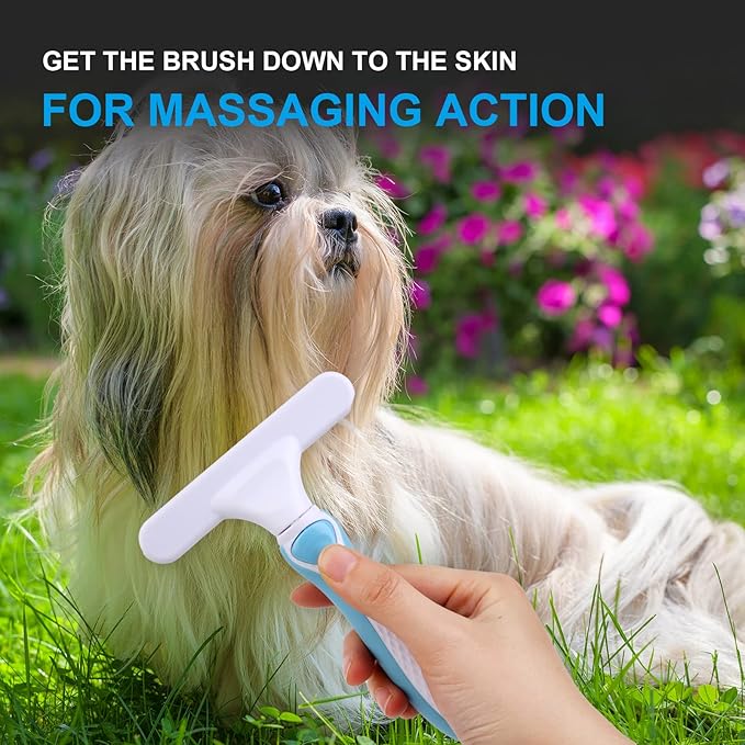 Pet Grooming Brush - Undercoat Rake for Dogs, Cats, Dematting Deshedding Brush Comb - Ideal for Thick, Long Hair, Matted Pets - Professional Shedding Tool - Blue