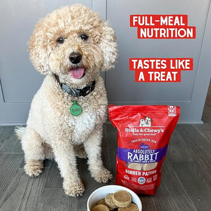 Stella & Chewy's Freeze Dried Raw Dinner Patties – Grain Free Dog Food, Protein Rich Absolutely Rabbit Recipe – 5.5 oz Bag