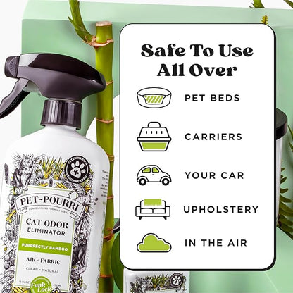 Pet-Pourri Pet Odor Air + Fabric Odor Eliminator Spray, Purrfectly Bamboo, 16 Fl Oz