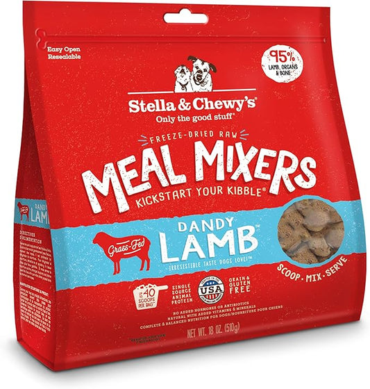 Stella & Chewy's Freeze Dried Raw Dandy Lamb Meal Mixer – Dog Food Topper for Small & Large Breeds – Grain Free, Protein Rich Recipe – 18 oz Bag