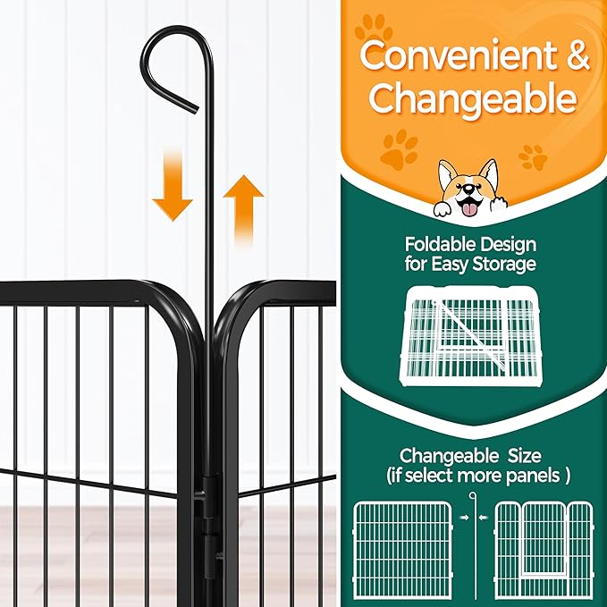 Yaheetech Dog Playpen Outdoor, 32 inch 24 Panels Dog Pen Indoor Heavy Duty Puppy Exercise Pen Metal Pet Fence for RV Camping/Yard/Garden