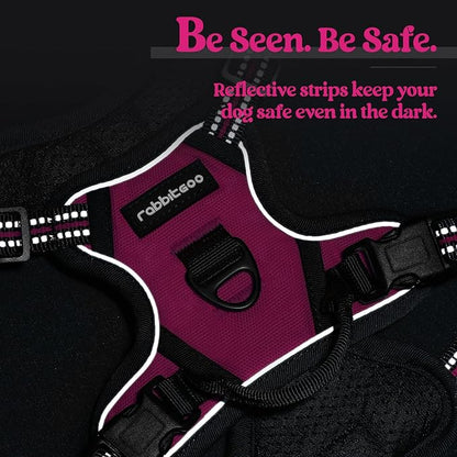 rabbitgoo Dog Harness, No-Pull Pet Harness with 2 Leash Clips, Adjustable Soft Padded Dog Vest, Reflective No-Choke Pet Oxford Vest with Easy Control Handle for Small Dogs, Hot Pink, XS
