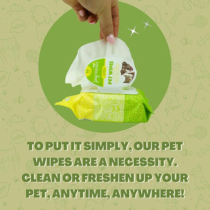 FurryFriends Pet Wipes | Lemon Scented | Hypo-allergenic | Alcohol Free| Deodorizing | Removes Loose Hair & Dirt | Incredibly Clean | 4 Pack