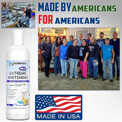 OMG Extreme Dog Whitening Shampoo (16 Oz) - Coconut Based 100% Safe - Free from Soaps, Detergent, Bleach & Fragrance - Make Your Dog's Coat Clean, Silky and Smooth. Made in USA