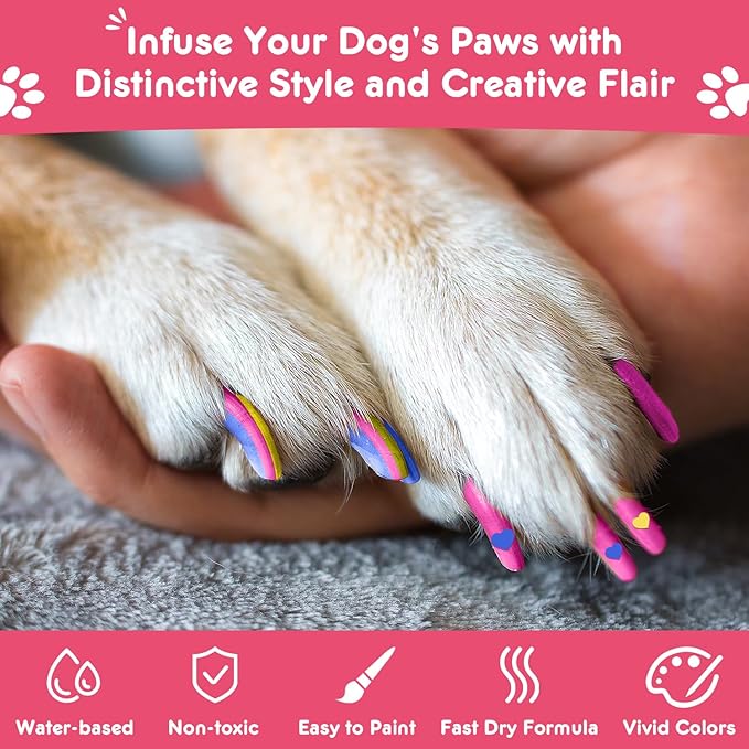 MSDADA Dog Nail Polish Pens Quick Dry - Pet Nail Polish Set for Dogs, Dog Safe & Odorless Nail Polish, Easy DIY Dog Nail Art Kit - Stylish Girl Dog Accessories for Puppy, Large Dogs (15 Pcs)