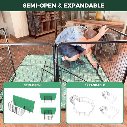 FXW Homeplus Dog Playpen for Indoor Use - Stress-Free and Safe Play, Heavy Duty 45 Inch 16 Panels Dog Pen for Large Dogs, Black│Patented