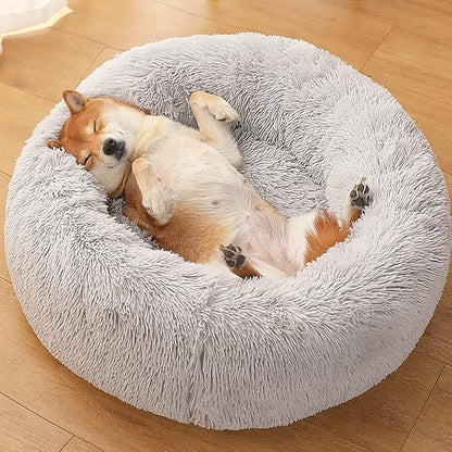 nononfish Dog Bed for Small Dogs，Gray Cute Plush Dog Bed ，19 inches Anti Anxiety Puppy Bed Washable，Machine Washable Fits up to 15 lbs Pets Beds for Small Dog.