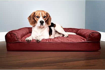 Furhaven Orthopedic Dog Bed for Medium/Small Dogs w/ Removable Bolsters & Washable Cover, For Dogs Up to 35 lbs - Quilted Sofa - Silver Gray, Medium