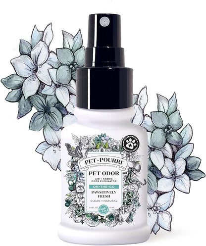 Pet-Pourri Pawsitively Fresh Pet Odor Freshener Bundle - 16 Fl Oz Air + Fabric Spray, 7.5 Oz Candle Jasmine, Fresh Air and Pear