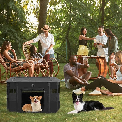 X-ZONE PET Dog Playpen, Puppy Cat Play Pen Portable Foldable Indoor/Outdoor Tent Crate Cage, Portable Pet Crate Medium Size Black 33"