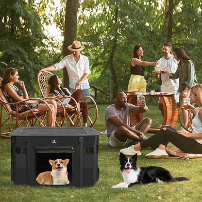 X-ZONE PET Dog Playpen, Puppy Cat Play Pen Portable Foldable Indoor/Outdoor Tent Crate Cage, Portable Pet Crate Small Size Black 30''