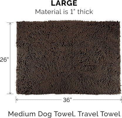 Furhaven 36" x 26" Highly Absorbent Dog Door Mat for Muddy Paws, 100% Washable, Perfect for Entryway, Kitchen, & Bathroom Use - Chenille Shammy Rug - Mud (Brown), Large