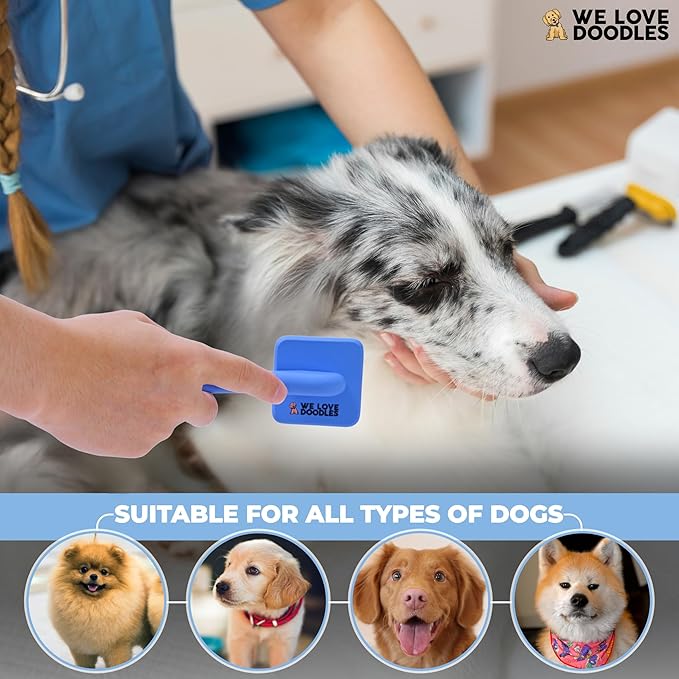 We Love Doodles Dog Slicker Brush for Grooming Pet Hair - Best Brushes For Poodle & Golden Doodle - Long Haired Brush For Dogs - Goldendoodle Long Pin Brush For Dematting (Extra Small)
