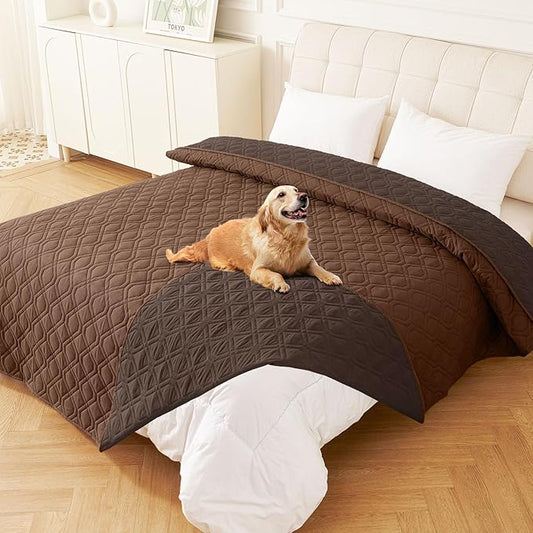 hyha Waterproof Dog Bed Blanket, Soft Dog Bed Cover Pet Blankets, Washable Couch Sofa Cover for Dogs, Reversible Pet Sofa Covers for Furniture (82x120 Inch, Chocolate/Brown)