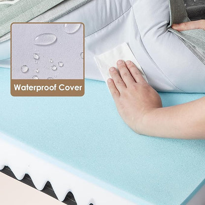 EHEYCIGA Orthopedic Dog Bed for Medium Dogs, Waterproof Memory Foam Medium Dog Beds with Sides, Non-Slip Bottom and Egg-Crate Foam Medium Dog Couch Bed with Washable Removable Cover, Greyish Green