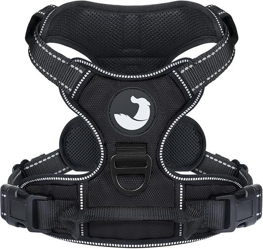 Joytale No Pull Dog Harness for Large Dogs, Reflective Pet Vest with Front Clip, Adjustable Soft Padded Harnesses with Easy Control Handle for Training and Walking, Black, L