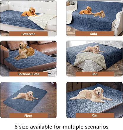 Waterproof Dog Blanket, Washable Anti-Slip Pet Couch Covers for Sofa,Pet Hair Resistant Blankets Bed Chair Furniture Couch Protector for Dogs-82x102,Blue