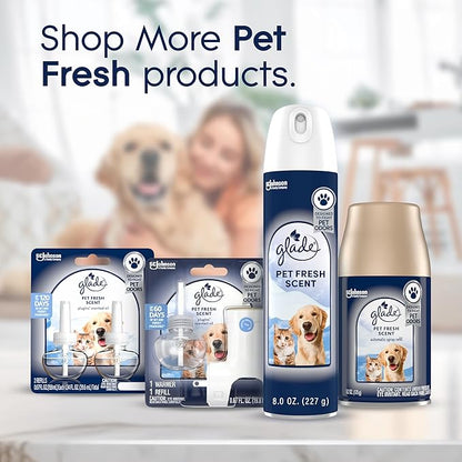 Glade PlugIns Refills Air Freshener Starter Kit, Pet Fresh Scent, Scented and Essential Oils for Home and Bathroom, 0.67 Fl Oz, 1 Warmer + 1 Refill