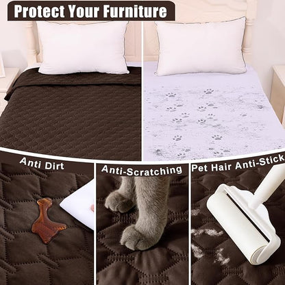 Smiry Waterproof Dog Blanket, Soft Dog Bed Cover Pet Blanket, Reversible Couch Cover for Dogs Washable, Pet Couch Covers for Sofa Furniture Protector for Puppy Cat (82x120 Inch, Chocolate/Dark Grey)