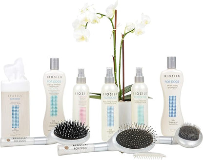 BioSilk for Dogs Double Sided Pin & Bristle Brush | Removes Mats, Tangles & Loose Hair with Minimal Effort & Comfort | Suitable for Long or Short Haired Dogs