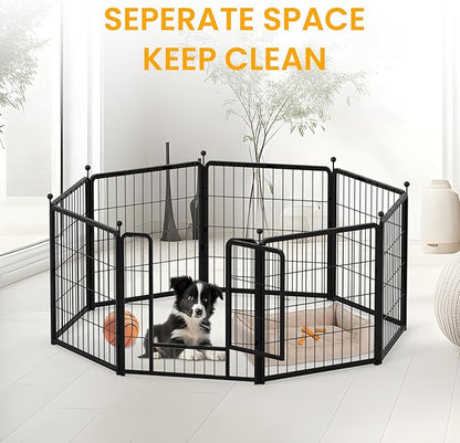 Dog Playpen 32 Inch 8 Panels, Ideal Dog Fence for Small/Medium Dogs Indoor & Outdoor Bliss, Perfect Dog Pen for Camping, Yard, RV, Garden Fence, Black