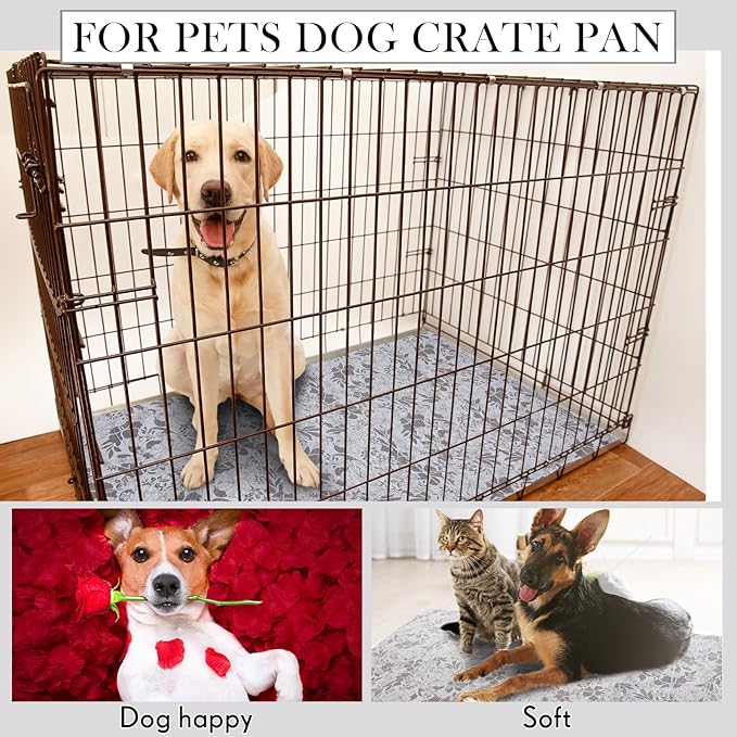 Dog Crate Pan Cover Dog Bed Cover Washable Dog Crate Liner for Pets Dog Crate Tray, Pan Cover Only, Fit for 36 x 24 Inch (Hemp Flower)