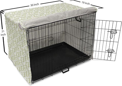 Ambesonne Flower Dog Crate Cover, Paisley Leaf Antique Stem Swirl Traditional Damask Fashion Stylize Flora, Easy to Use Pet Kennel Cover for Cats & Medium Dogs, 30 Inch, Black White