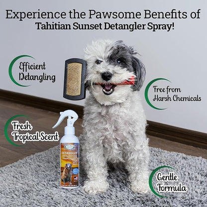 Detangler Spray - Tahitian Sunset Scent - Deodorizing Spray for Dogs and Horses, Leave-In Conditioner, Gently Releases Tangles, Softens Coats, Freshens Scent | Made in the USA | 8oz