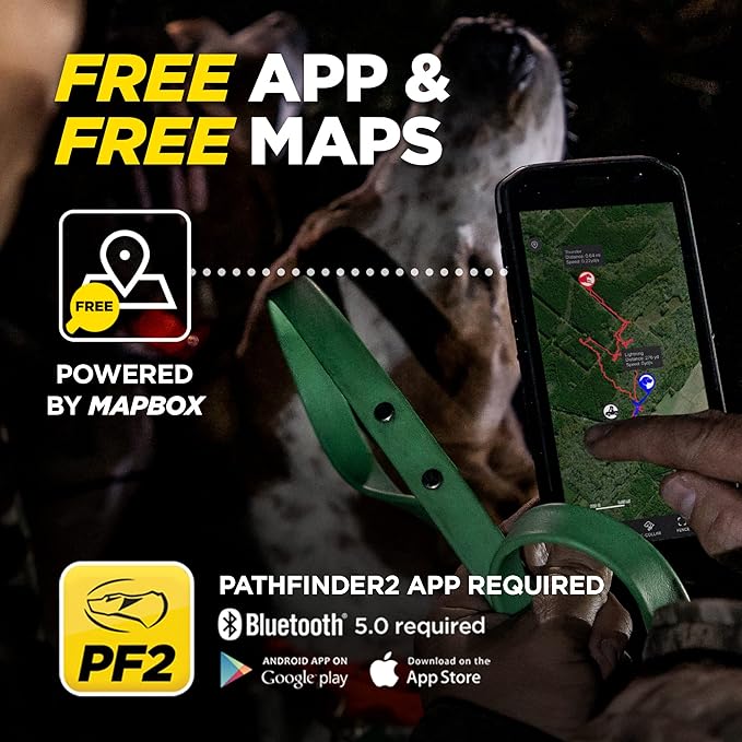 Dogtra Pathfinder 2 Additional Receiver Dog GPS Tracker e Collar Green LED Light No Monthly fees Free App Waterproof Smartwatch Control Satellite Real Time Tracking Long Range Smartphone Required