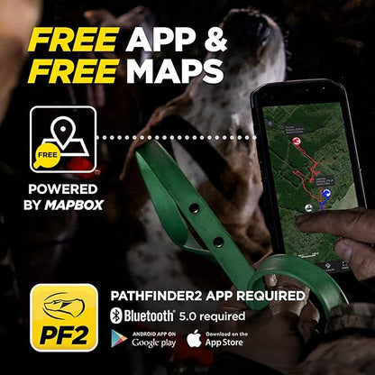 Dogtra Pathfinder 2 Additional Receiver Dog GPS Tracker e Collar Green LED Light No Monthly fees Free App Waterproof Smartwatch Control Satellite Real Time Tracking Long Range Smartphone Required