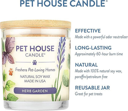 Pet House 9 oz Herb Garden Scented Pet Odor Candle, Clean Burning, Long Lasting, Plant Based Spring, Summer Scented Soy Candles, 60 Hour Burn Time, Pack of 2