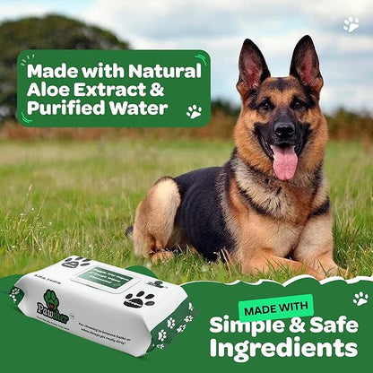 Pet Wipes for Dogs - Twin Pack - 160 Count | Dog Wipes for Cleaning and Deodorizing | Extra Large, Strong and Chemical Free | in Between Bath Dog Wipe for Paws, Butt & Body