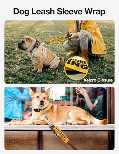 Yellow Service Dog Do Not Distract Dog Leash Sleeve, Funny Dog Tags Dog Leash Sleeve Hanging ID Patch Tag Do Not Pet Leash Sleeve, Pet Birthday Service Dog Leash Gift for Dog Owners