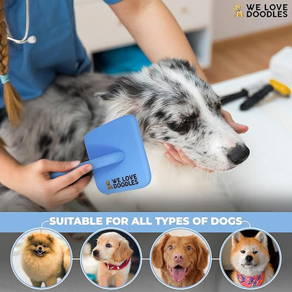 Slicker Brush for Dogs, Grooming Supplies - Best Doodle & Poodle Comb for Long Haired Dogs - Goldendoodle Long Pin Dentangler For Dematting (Large) (Large Slicker & Cleaner)