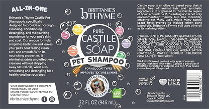 Brittanie's Natural Itchy Skin Relief Shampoo + Conditioner for Dogs & Cats | Honey & Oatmeal Oils | for Allergies and Itching | Deodorizes, Moisturizes & PH Balanced (32oz 2 Pack)