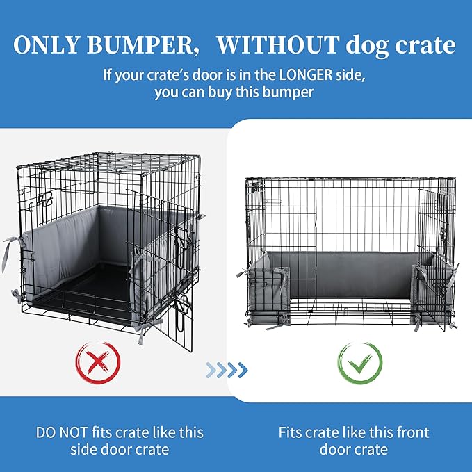 Hombys Dog Crate Bumper with Ties - Soft Crate Accessory (Do Not Include Cage) (Dark Grey, 30"x18")