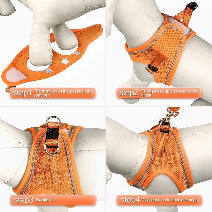 YIMEIS Dog Harness and Leash Set, No Pull Soft Mesh Pet Harness, Reflective Adjustable Puppy Vest for Small Medium Large Dogs, Cats (Orange01, Medium (Pack of 1)
