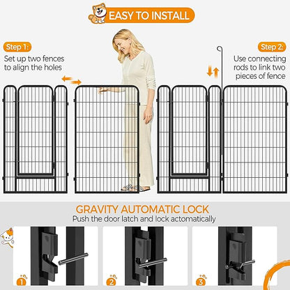 Yaheetech Dog Playpen Outdoor, 47 inch 12 Panels Dog Pen Indoor Heavy Duty Puppy Exercise Pen Metal Pet Fence for RV Camping/Yard/Garden