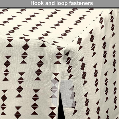 Lunarable Contemporary Brown Dog Crate Cover, Pattern of Repeating Triangular Simple Modern Concept, Easy to Use Pet Kennel Cover for Medium Large Dogs, 36 Inch, Eggshell and Seal Brown
