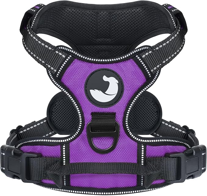 Joytale No Pull Dog Harness for Extra Large Dogs, Reflective Pet Vest with Front Clip, Adjustable Soft Padded Harnesses with Easy Control Handle for Training and Walking, Purple, XL
