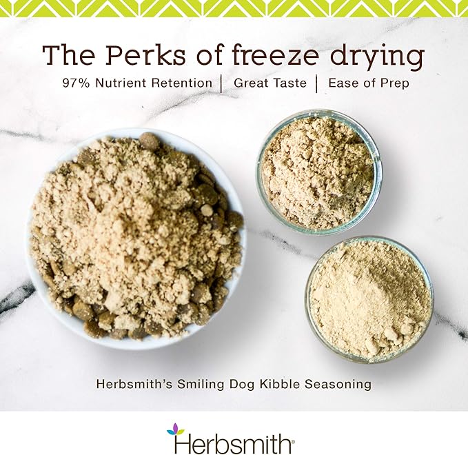 Herbsmith Kibble Seasoning – Freeze Dried Raw Salmon – DIY Raw Coated Kibble Mixer - Dog Food Topper for Picky Eaters, 6.2 oz [Bundle x5]