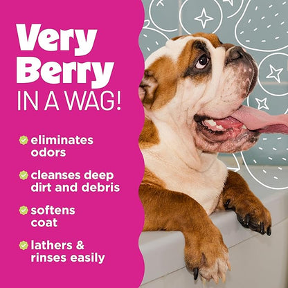 TropiClean Deodorizing Dog Shampoo for Smelly Pets, Long Lasting Odor Control, Puppy Safe, Made in the USA, Berry Scent, Cat Friendly, 20oz.
