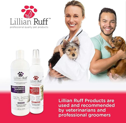 Lillian Ruff Ultra-Brightening Professional Dog Whitening Shampoo & Leave-in Dog Conditioner Detangler Spray Set - pH-Balanced, No Rinse Hydrating Conditioning Spray