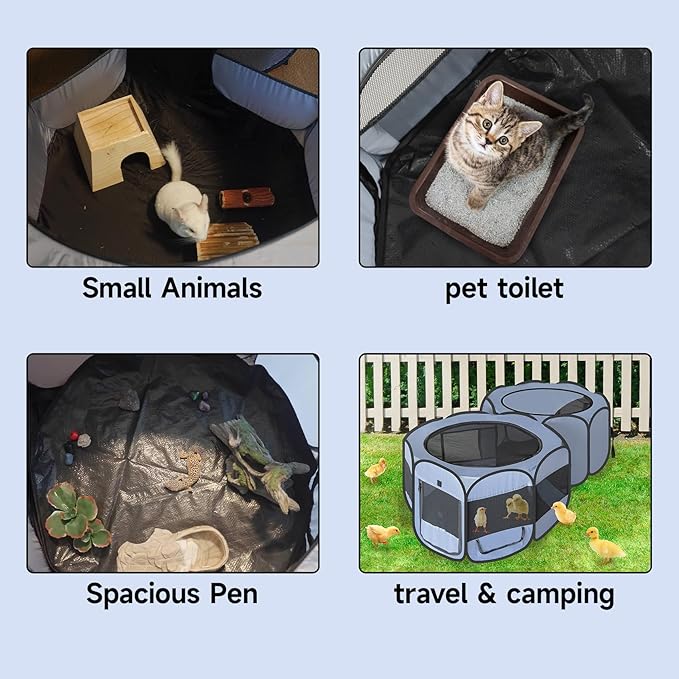 Small Animals Playpen Pop up Small Pet Cage Enclosure Hutch Kennel Tent Chick Run Brooder Box Coop Portable Foldable Outdoor Yard Fence for Kitten Ferret Puppy Guinea Pig Rabbit Hamster Chinchillas