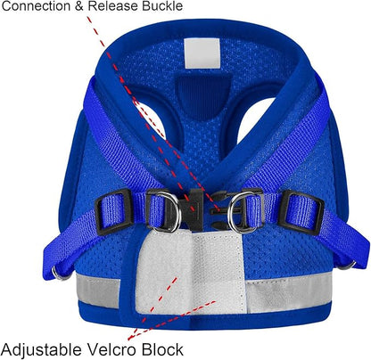 Cat Harnesses for Small Dogs - Cat Harnesses and Leashes for Walking, Adjustable Reflective Step in Dog Harness for Small Dog and Cat (Blue, XS (10.2” – 11.4”))
