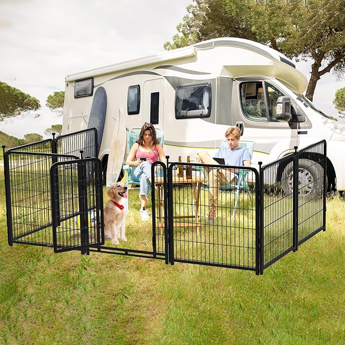 Tall Garden Fence, 32 in(H) Dog Fence Outdoor for Yard. 12 Panels Total 26.6 Ft(L) Puppy Playpen, Suitable for Indoor or Outdoor Use Play Pens for Puppys, Large Dog Pen, Fence for Garden