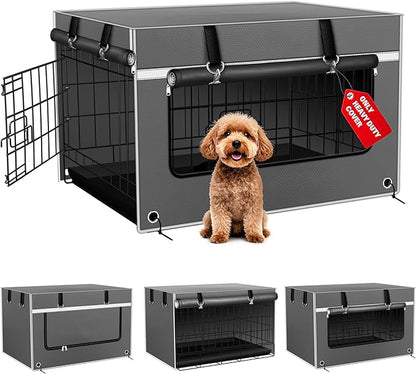 24Inch Dog Crate Cover. Super Thick Light-Blocking Fabric. 24’’L×18’’W×20’’H Heavy-Duty Dog Crate Cover. Suitable for Most Wire Dog Crates, for Indoor and Outdoor Use, Gray(Cover Only)